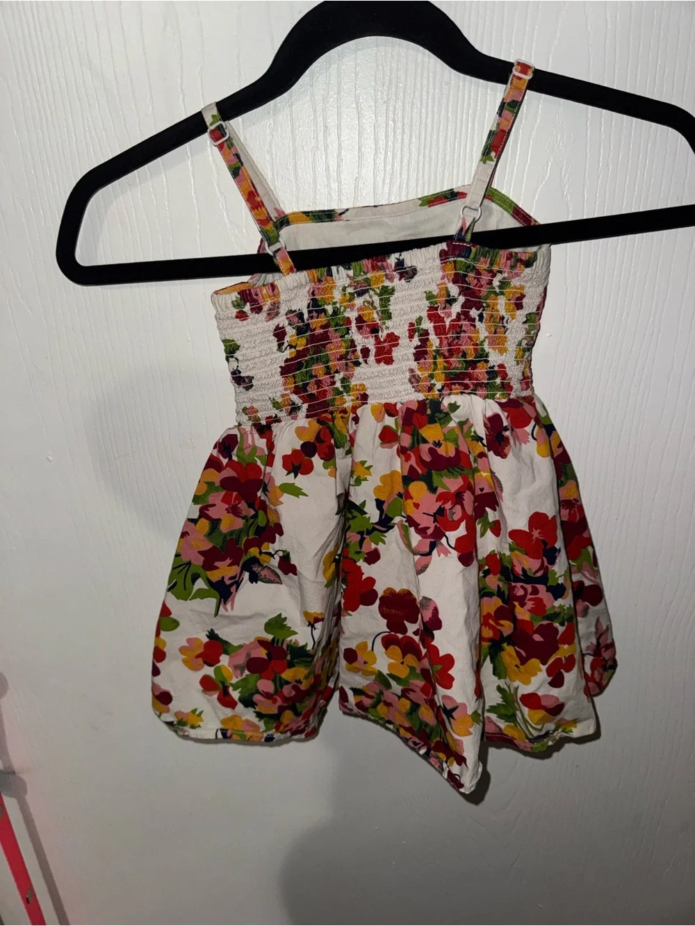 Girls Floral Spaghetti-Strap Dress - Cream with Red, Pink & Yellow Flowers